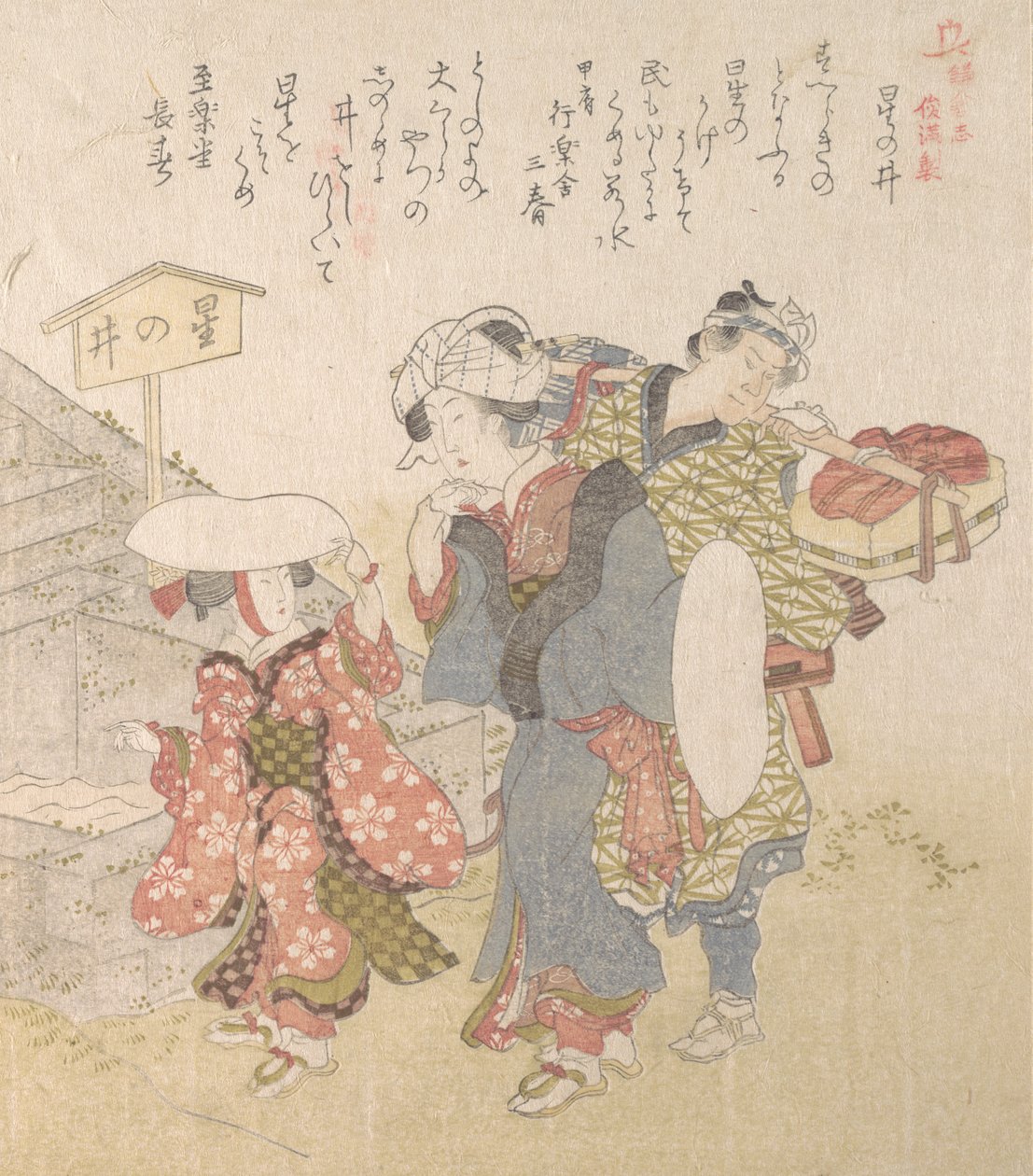 Kamakuran historia: Vierailijat Hoshinoin kaivolle, 1800-luku. tekijältä Totoya Hokkei