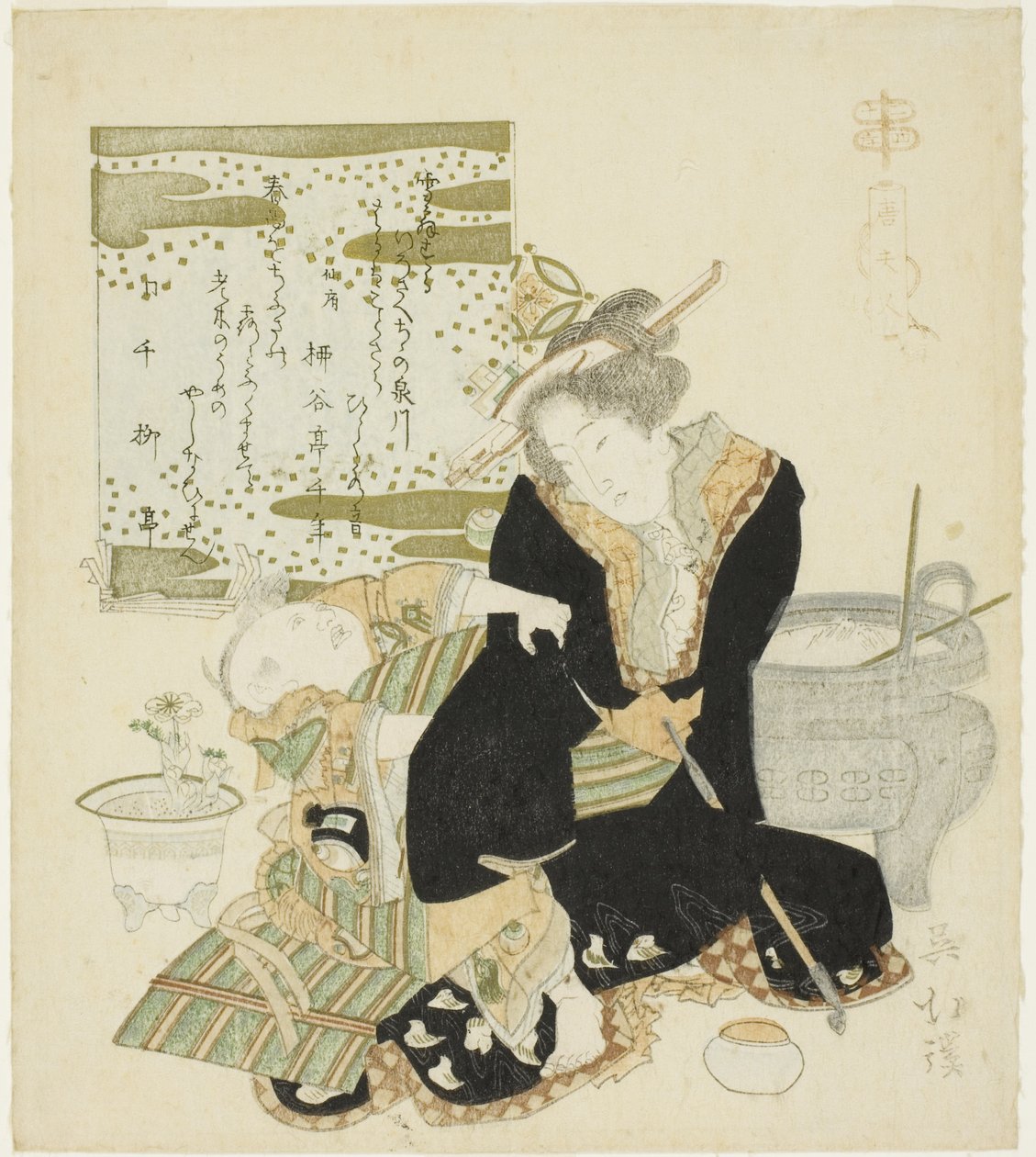 Madam Tang (Jp: To Fujin), sarjasta "Twenty-4 Paragons of Filial Piety (Nijushiko)" tekijältä Totoya Hokkei