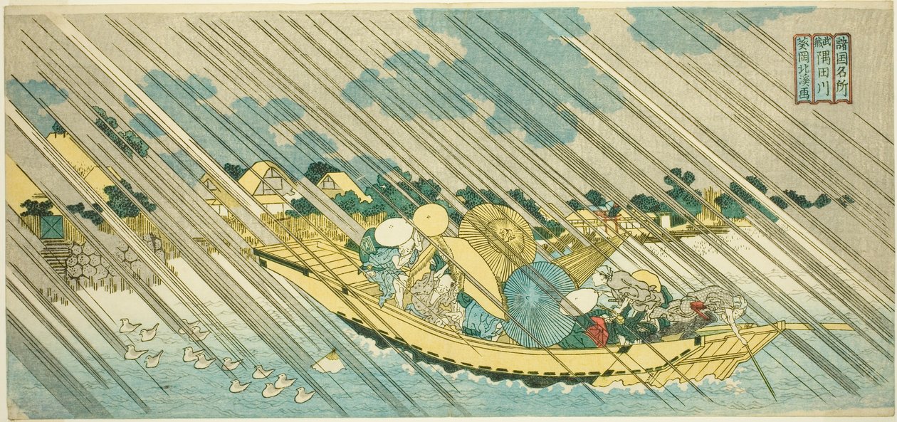 The Sumida River in Musashi Province (Musashi Sumidagawa), from the series "Famous Places in the Provinces (Shokoku meisho)" tekijältä Totoya Hokkei