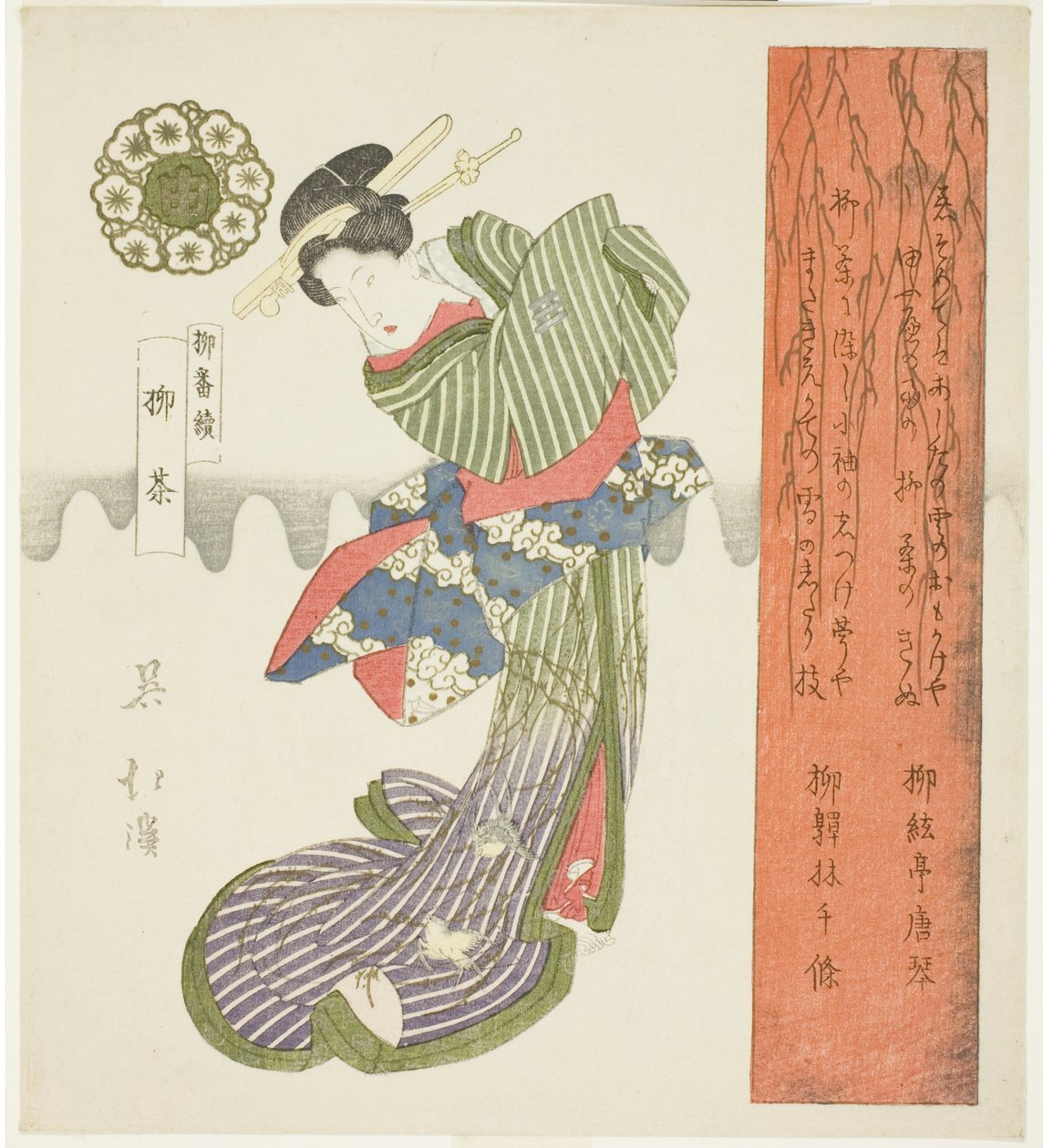 Willow Tea (Yanagicha), sarjasta "A Series of Willows (Yanagi bantsuzuki)" tekijältä Totoya Hokkei