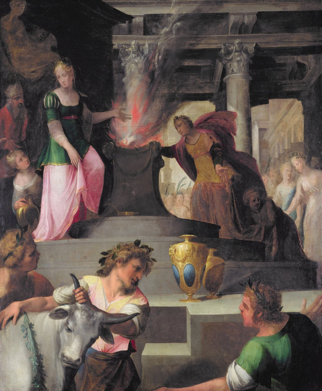 Hyante ja Climene uhraamassa Venukselle Pierre de Ronsardin (1524-85) "La Franciadesta" tekijältä Toussaint Dubreuil
