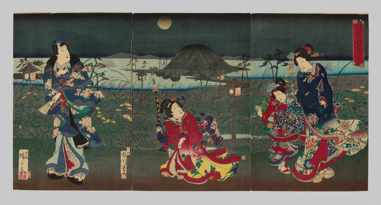 Genji Draw Gifferent Styesissa: W of Akashibay tekijältä Toyohara Kunichika