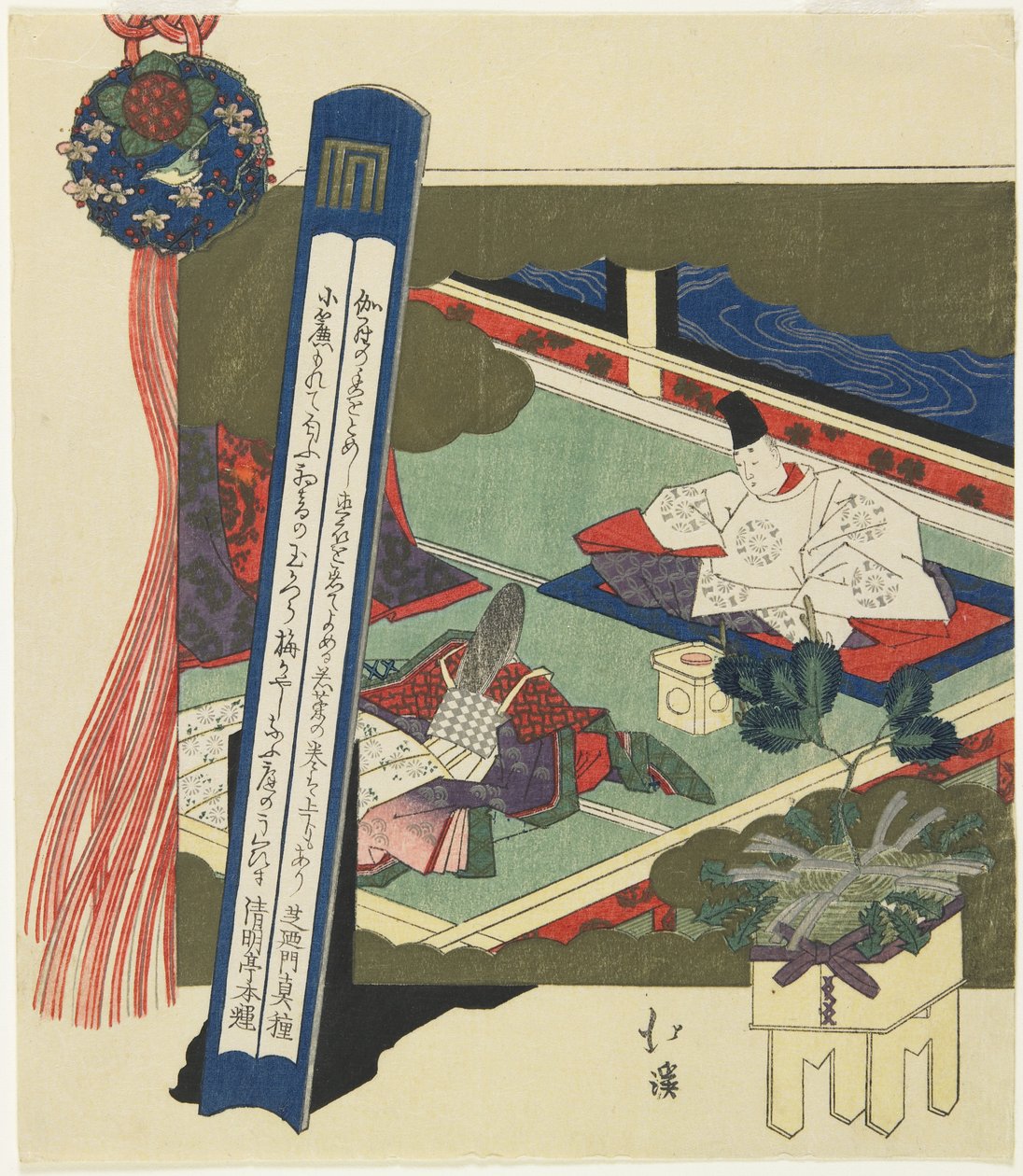 (Court Noble ja Lady in a Room), 1799-1850 tekijältä Toyota Hokkei