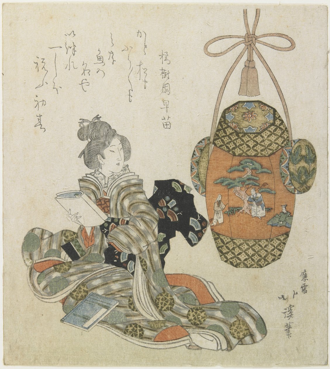 (Nainen lukee kirjaa), 1800-luvun alku tekijältä Toyota Hokkei