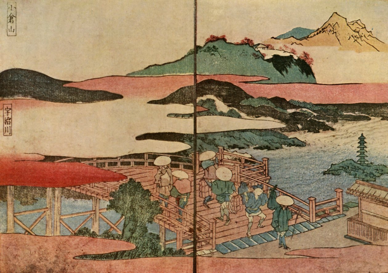 Ogura-vuori ja Uji-joki, 1824, 1924. tekijältä Toyota Hokkei