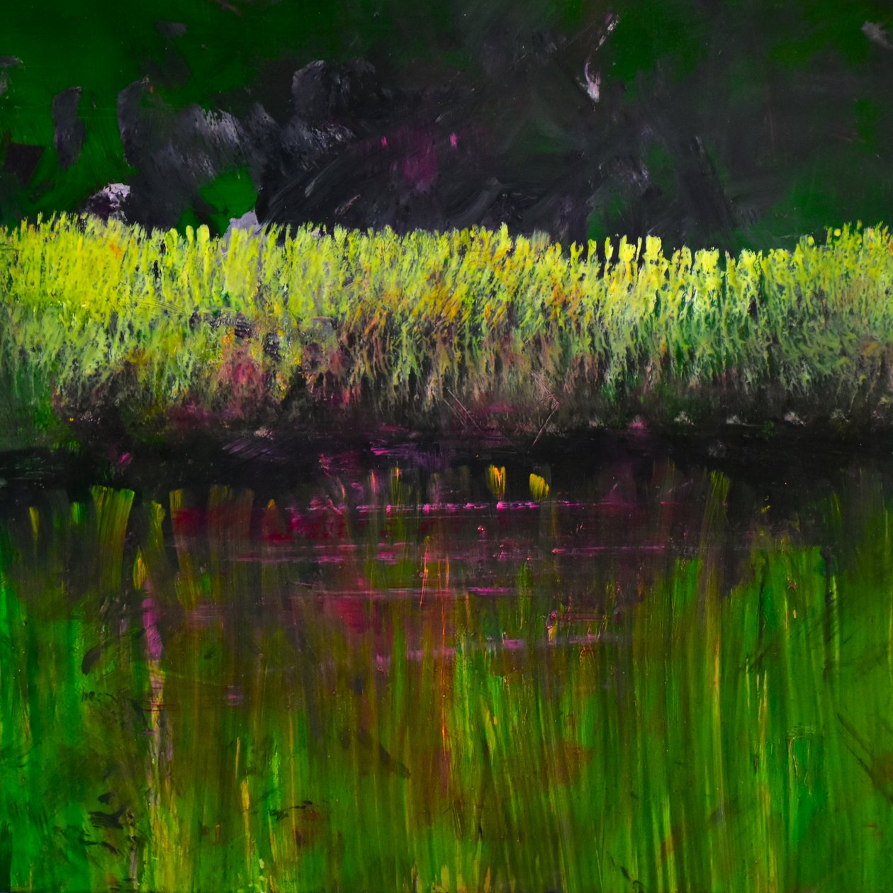 Marsh- Nocturne, 2017 (öljy paneelille) tekijältä Tracy Lambros