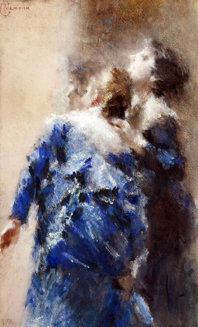 Le curiose par Cremona, Tranquillo (1837-1878). Vesiväri pahville, koko: 49x30 tekijältä Tranquillo Cremona