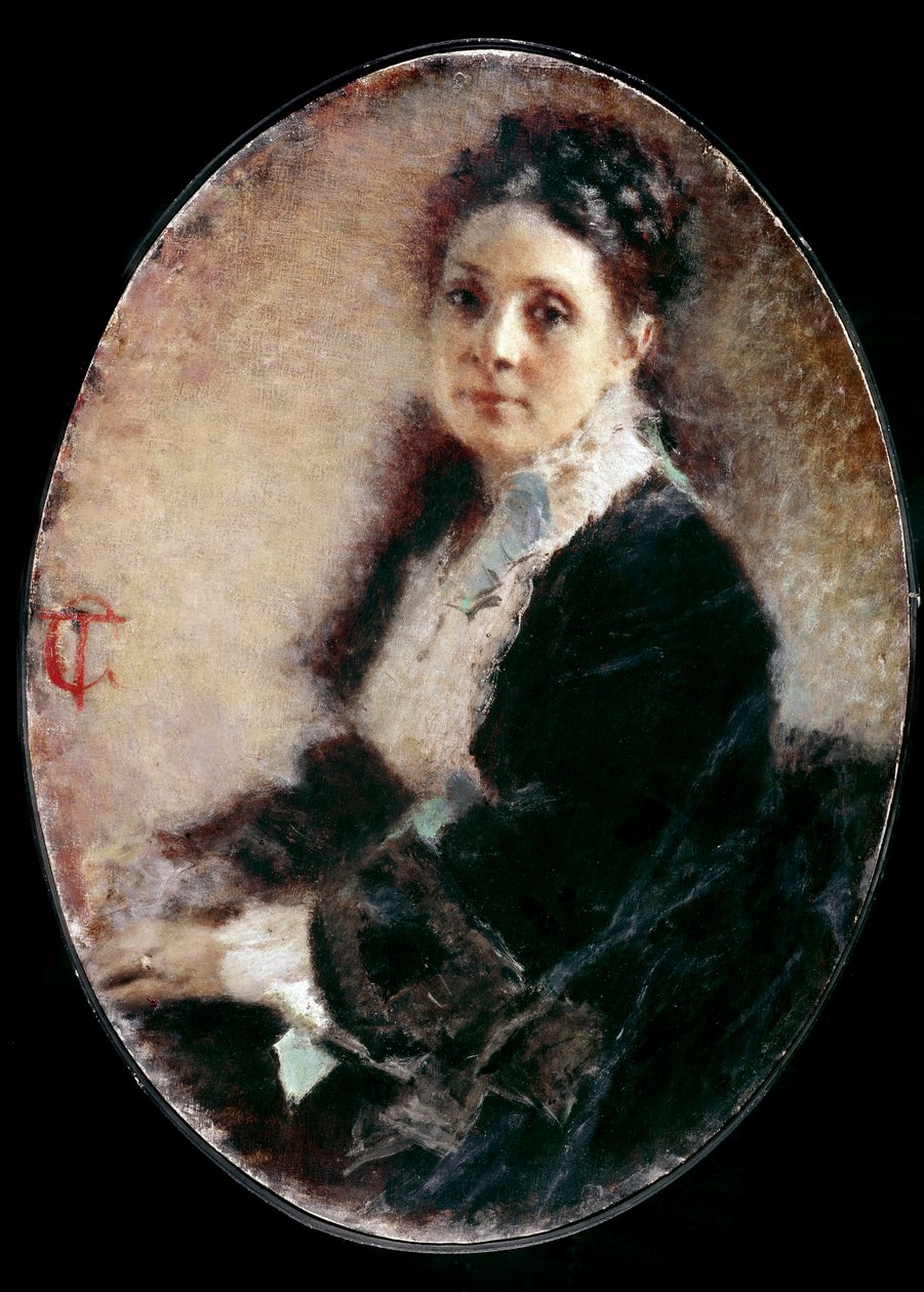 Madame Deschampsin muotokuva. Tranquillo Cremonan (1837-1878) maalaus tekijältä Tranquillo Cremona
