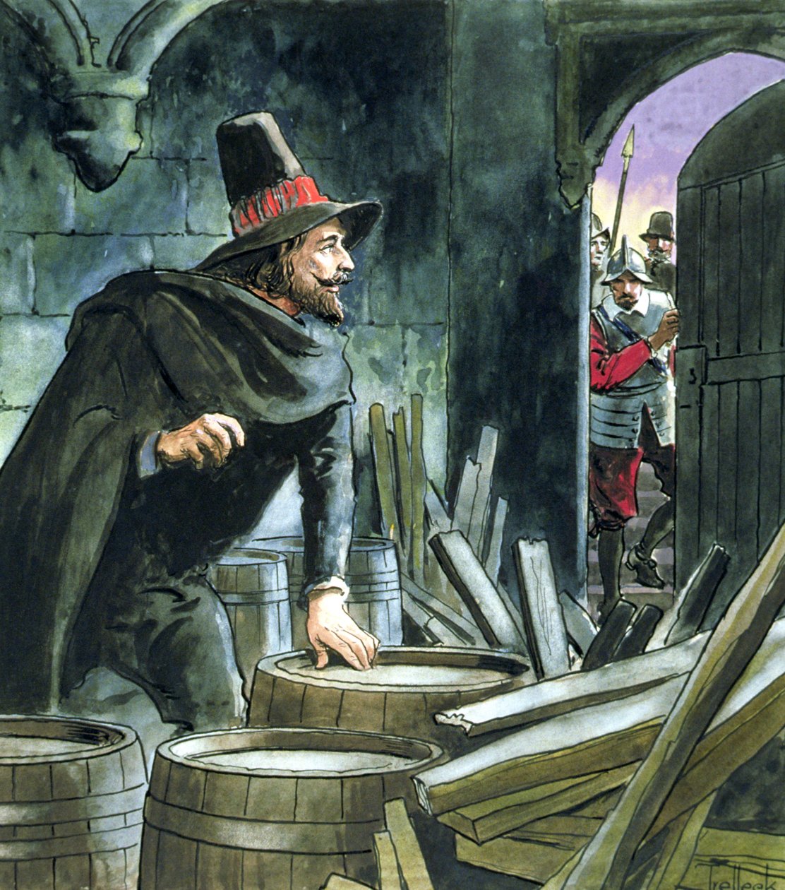 Guy Fawkes, teoksesta "Peeps into the Past", julkaistu noin 1900 tekijältä Trelleek