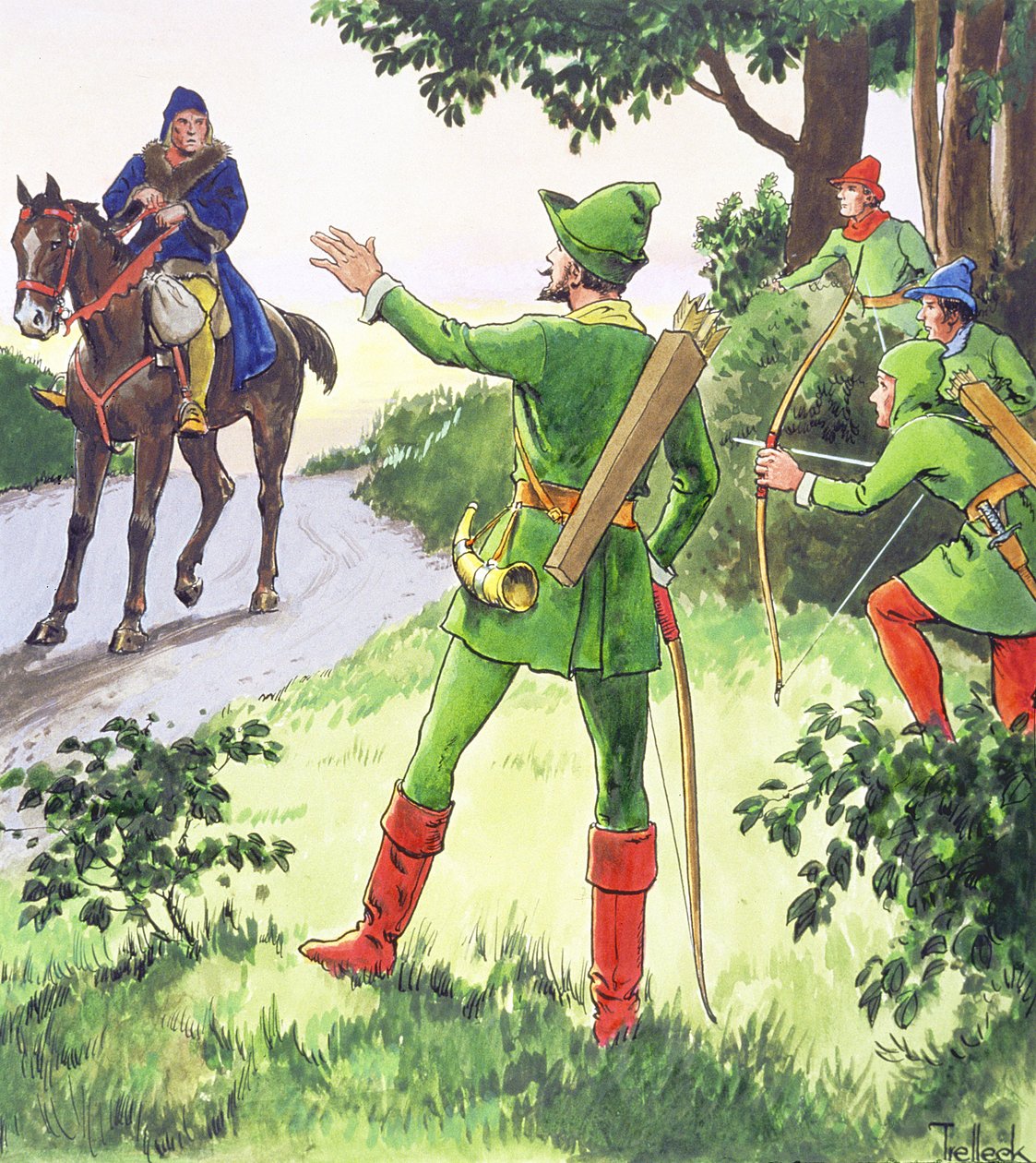 Robin Hood, teoksesta "Peeps into the Past", julkaistu noin 1900 tekijältä Trelleek