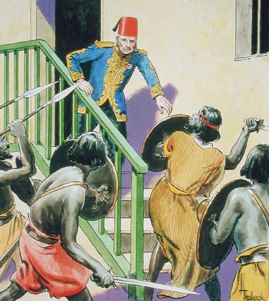 Kenraali Gordon (1833-85) Khartumin sankari, teoksesta "Peeps into the Past", julkaistu n. 1900 (värilitho) tekijältä Trelleek Trelleek
