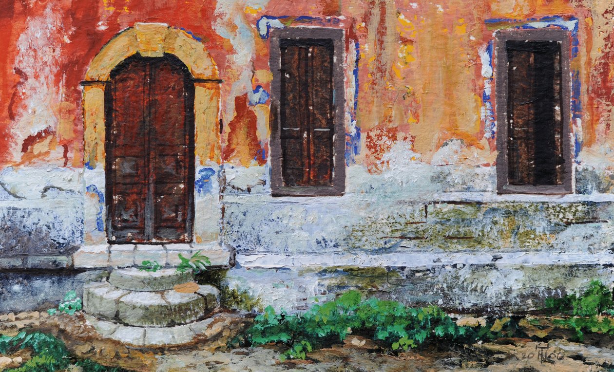 Doorway, Korfu, 2006 (öljy paperille) tekijältä Trevor Neal
