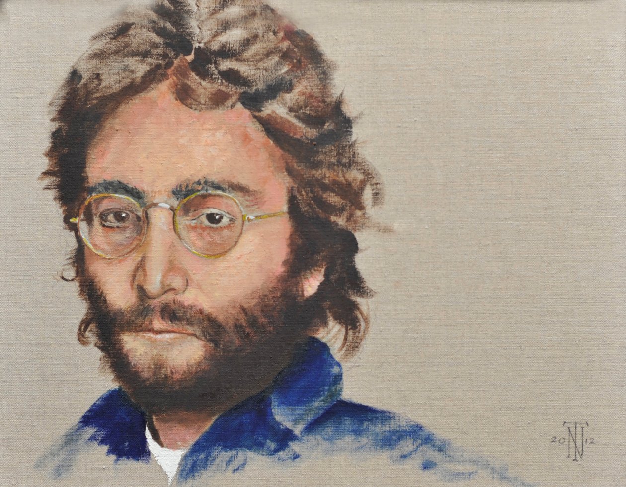 Lennon, 2012 (öljy kankaan kääntöpuolelle) tekijältä Trevor Neal