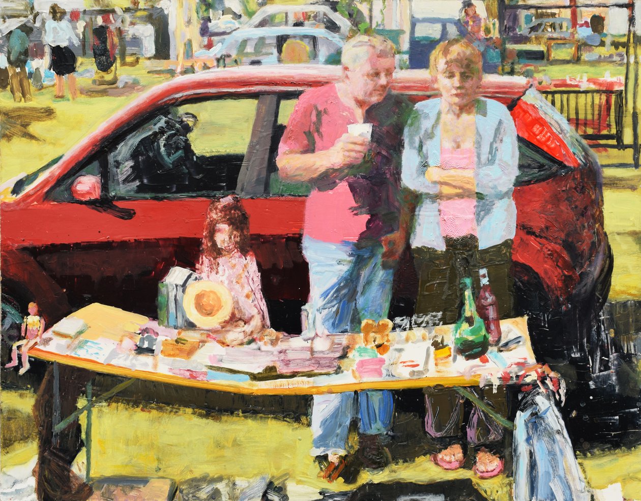 Autokauppa, 2011 (öljy kartongille) tekijältä Trevor Burgess