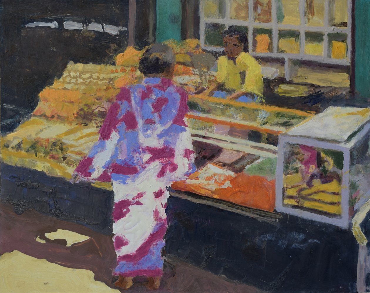 Torikoju (Mumbai), 2016 (öljy kankaalle) tekijältä Trevor Burgess