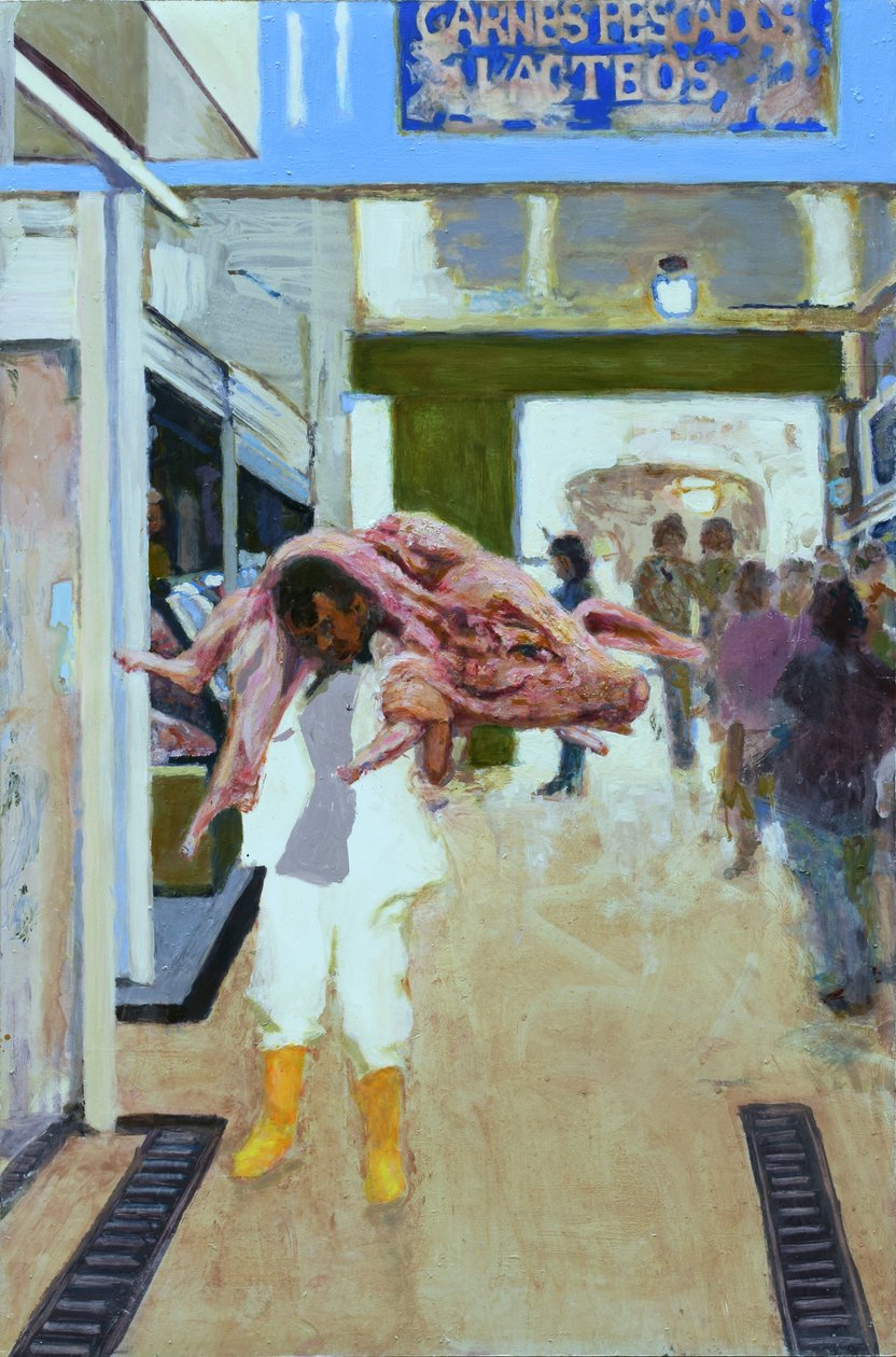 Sika pekonille (Bogotá, Kolumbia), 2015 (öljy laudalle) tekijältä Trevor Burgess
