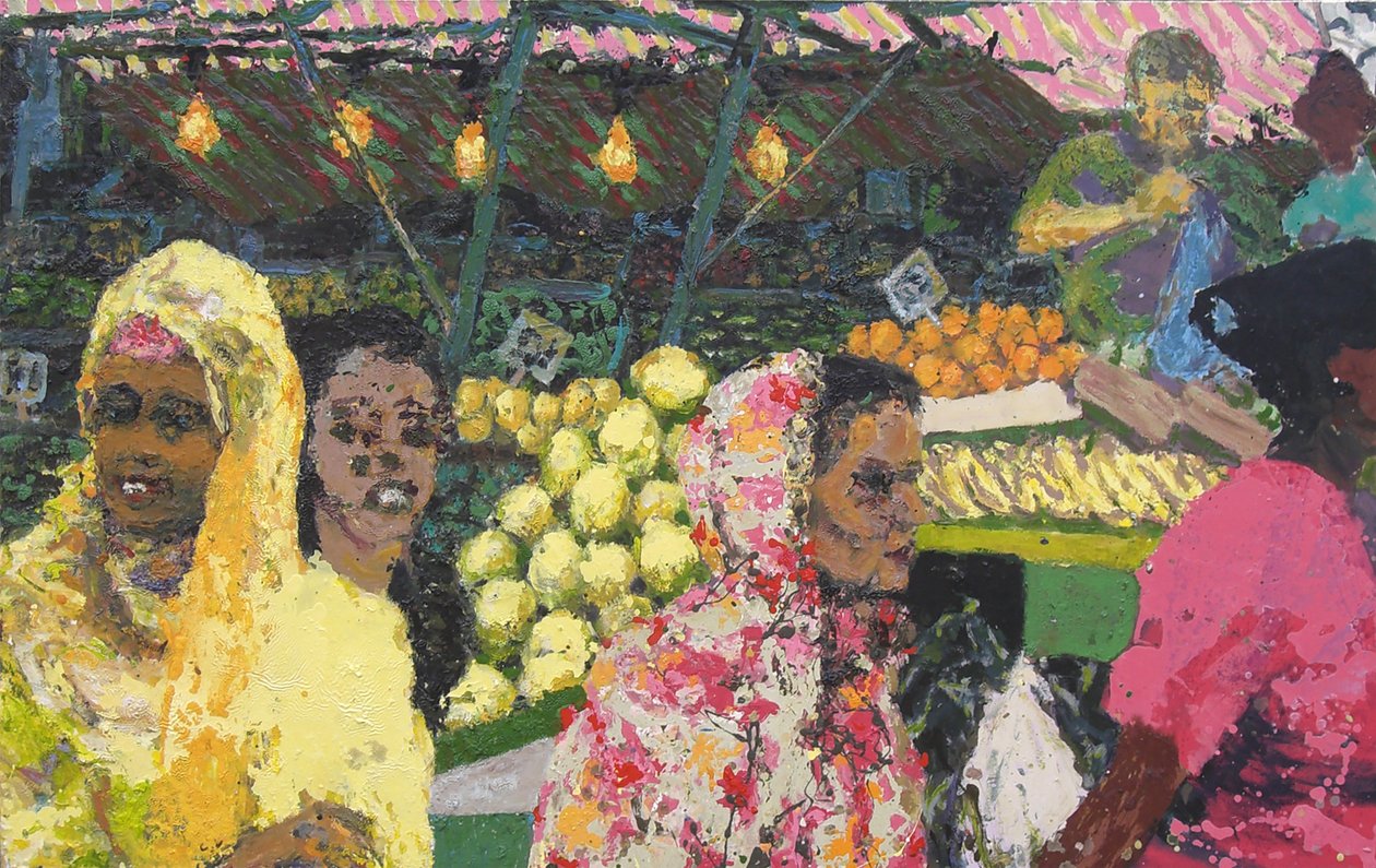 Ridley Road Market (Lontoo), 2002 (öljy kankaalle). tekijältä Trevor Burgess