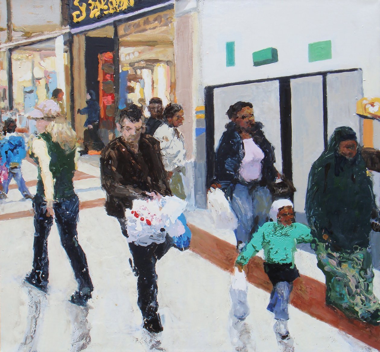 Shoppailijat 2, 2009 (öljy kankaalle) tekijältä Trevor Burgess