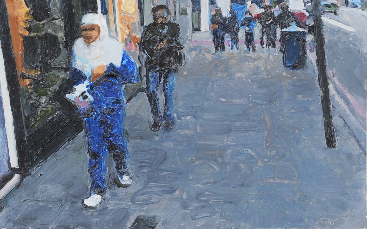 Katukohtaus (Deptford, Lontoo), 2018 (öljy kartongille) tekijältä Trevor Burgess