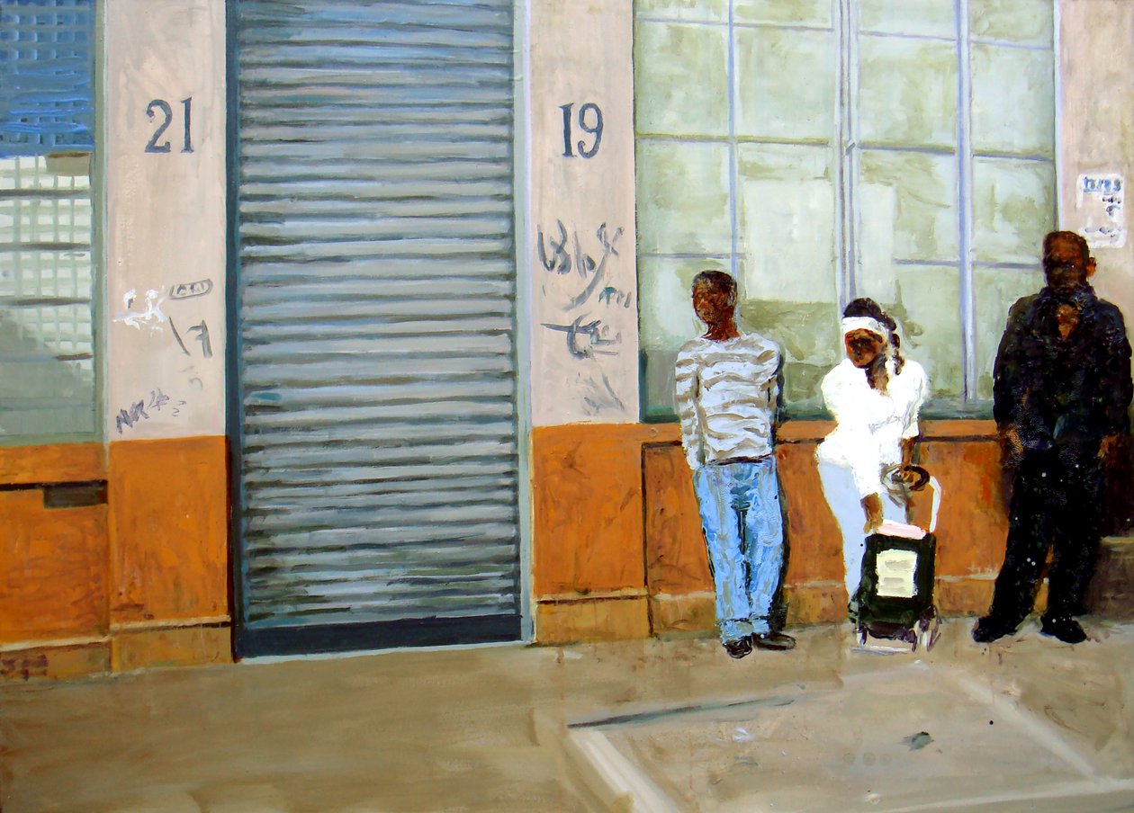 Odottelu, 2009 (öljy kankaalle) tekijältä Trevor Burgess