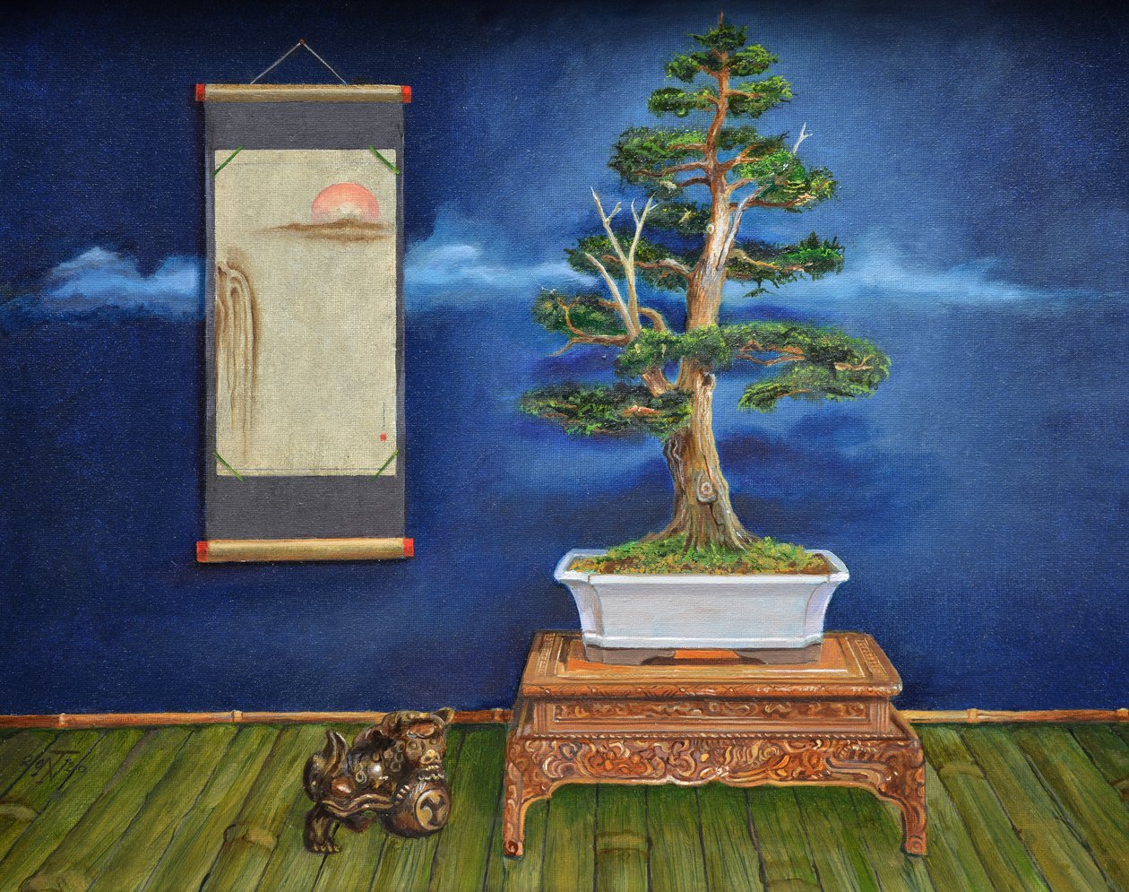 Bonsai, 2020 (öljy kankaalle) tekijältä Trevor Neal