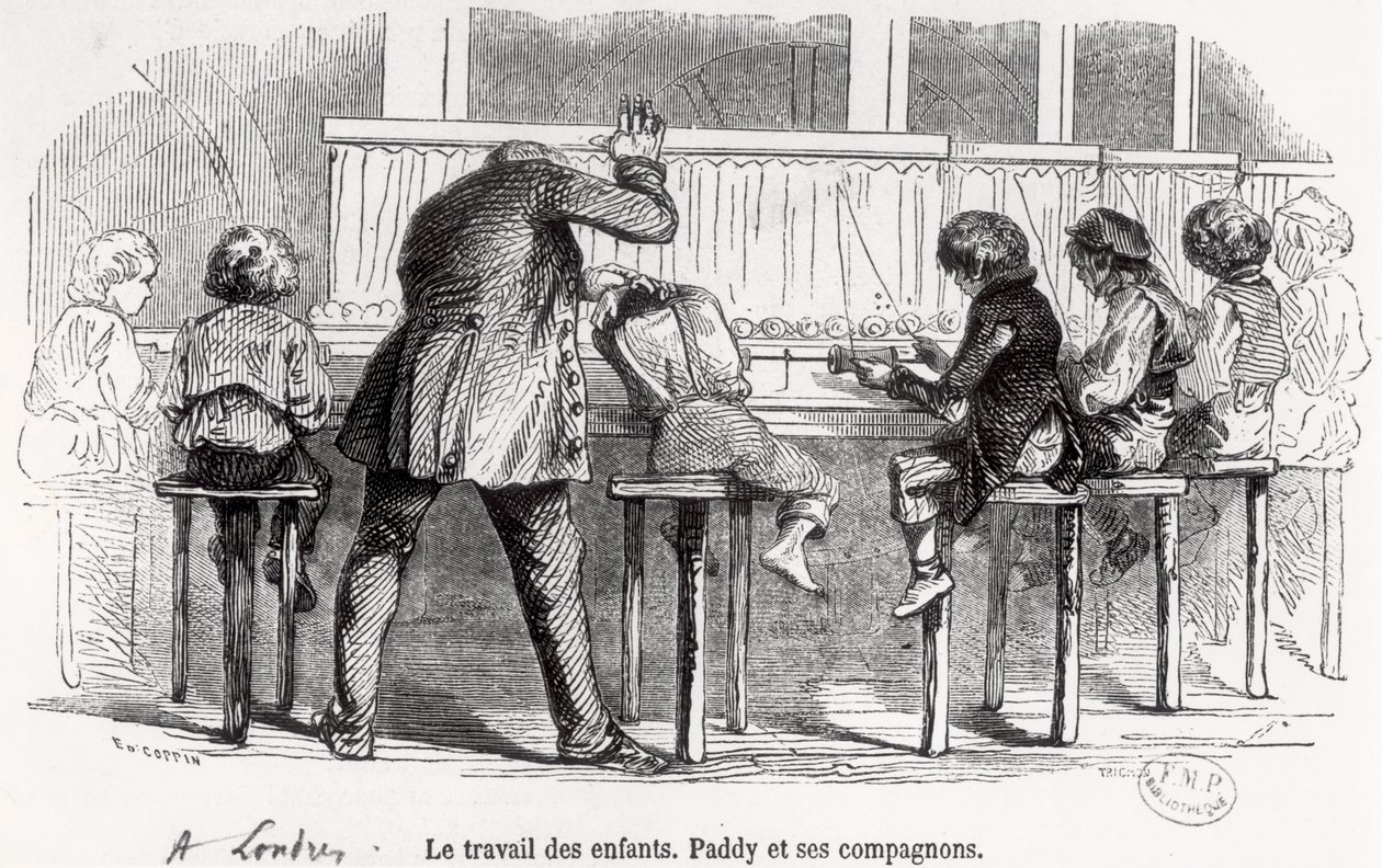 Lapset, jotka työskentelevät puolojen parissa Lontoossa, Paddy ja hänen toverinsa, "Le Musée des Familles", 1848 tekijältä Trichon