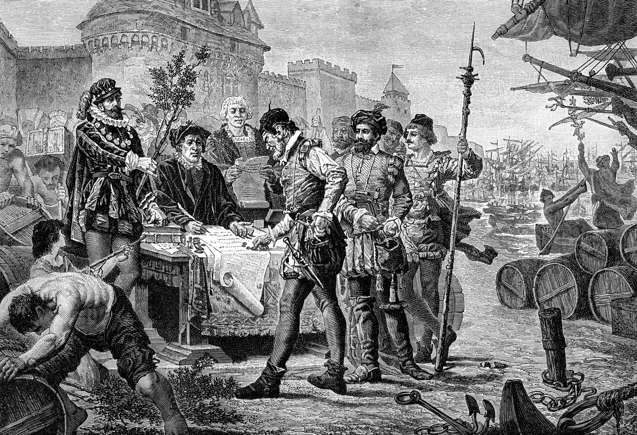 Sypressipuun muinaisen maksun maksu, Bordeaux, Ranska, 1453 1882-1884 tekijältä Trichon