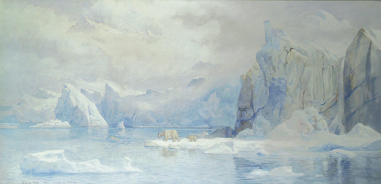 East Glacier, Huippuvuoret, 1905 wc paperilla tekijältä Tristram Ellis