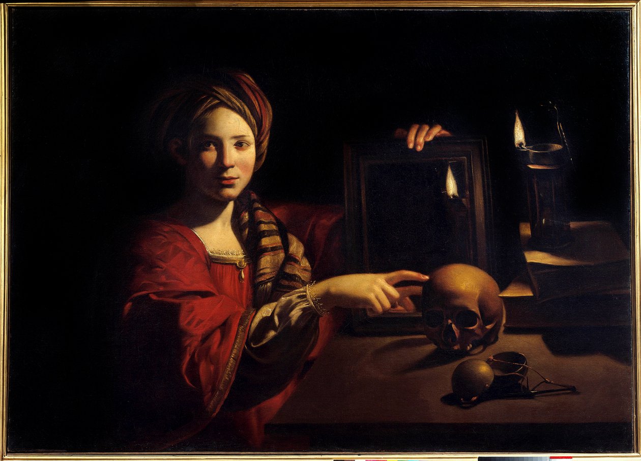 Trophime Bigotin (1579-1650) 1600-luvun allegooria kuolemasta tai turhamaisuus. Rooma, kansallismuseo tekijältä Trophime Bigot