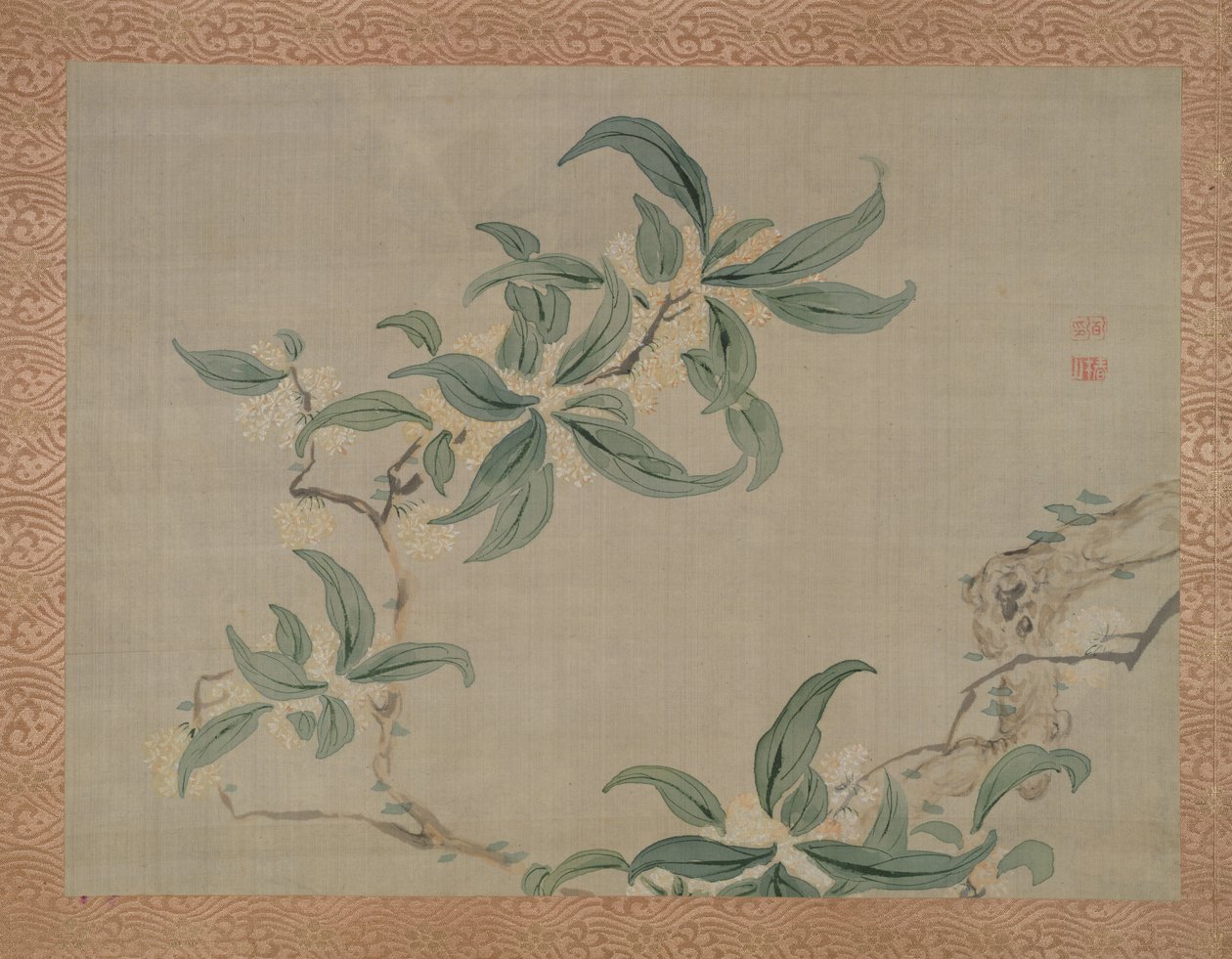 Kukka, 1851 (akvarelli silkille) tekijältä Tsubaki Chinzan
