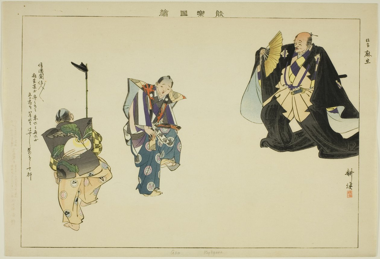 Aso (Kyogen), sarjasta "Pictures of No Performances (Nogaku Zue)" tekijältä Tsukioka Kogyo