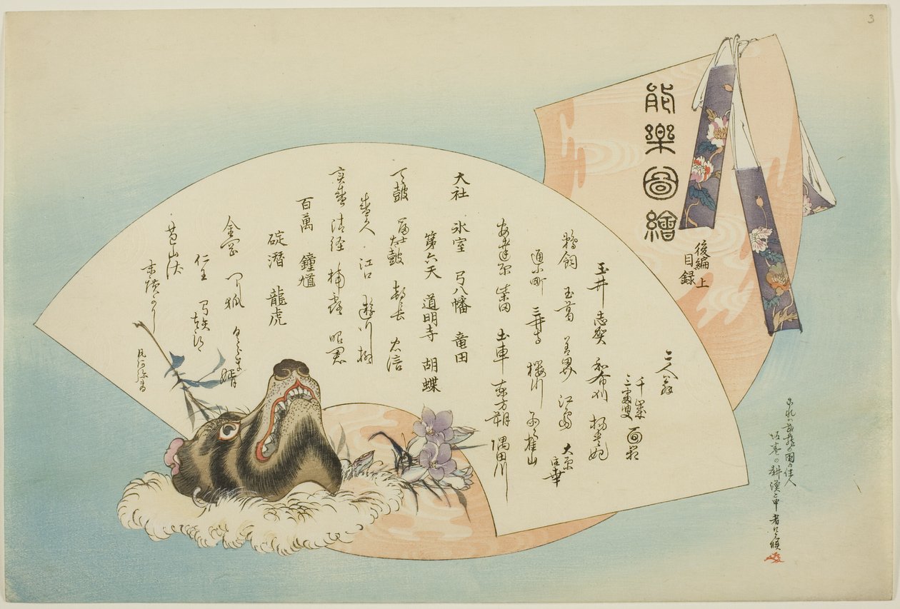 Hakemistosivu, tulostaa .101-.150 (Vol.2), sarjasta "Pictures of No Performances (Nogaku Zue)" tekijältä Tsukioka Kogyo