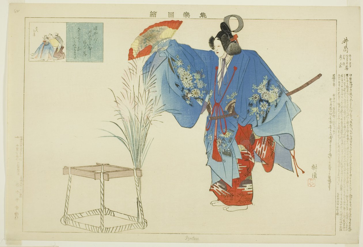 Izutsu, sarjasta "Pictures of No Performances (Nogaku Zue)" tekijältä Tsukioka Kogyo