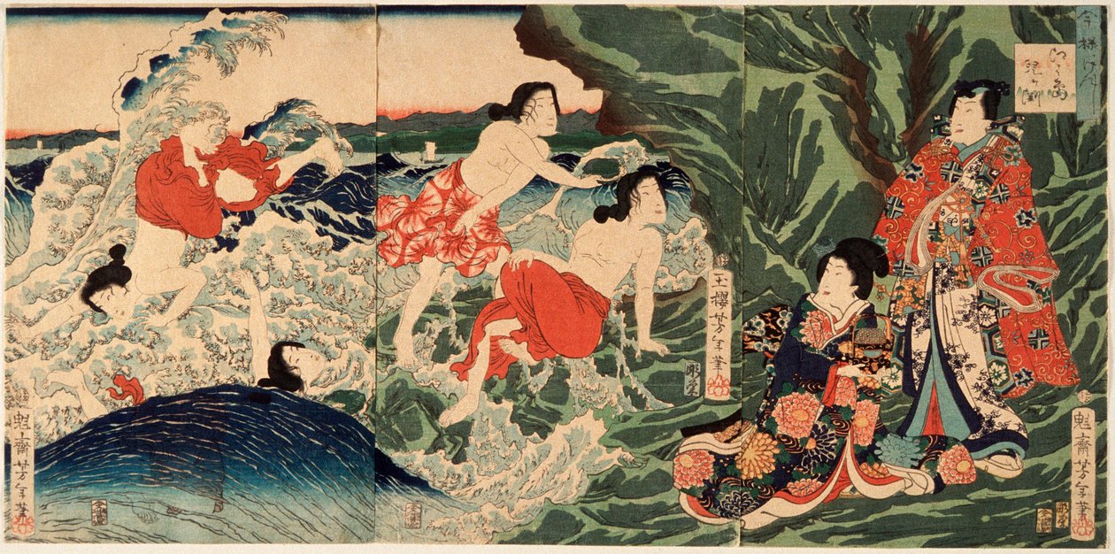 Nykyaikainen prinssi Genji Chigogafuchissa, Enoshimassa tekijältä Tsukioka Yoshitoshi