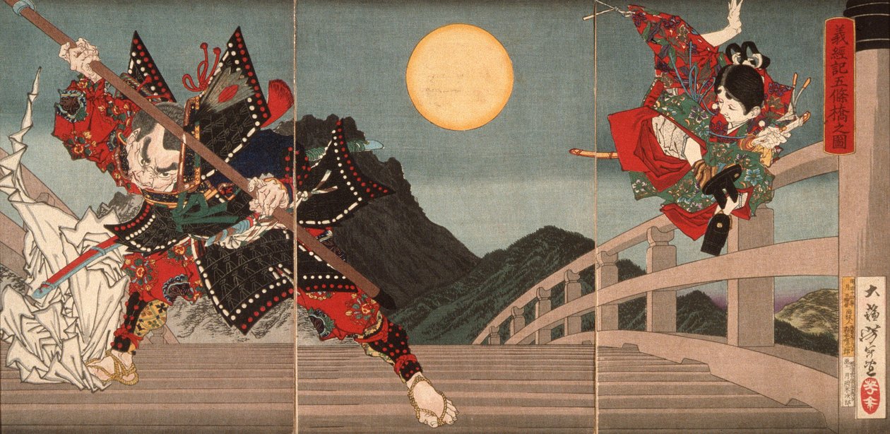 Gojō-silta, kohtaus Yoshitsunen elämästä tekijältä Tsukioka Yoshitoshi