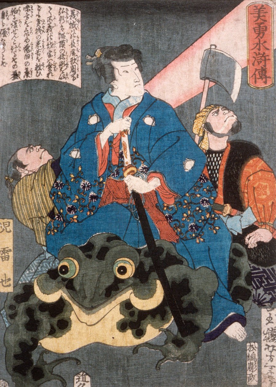 Jiraiya ratsastamassa sammakolla tekijältä Tsukioka Yoshitoshi