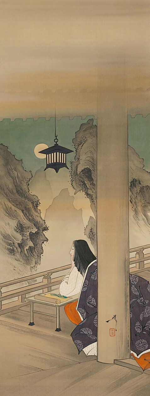 Murasaki Shikibu paikassa Ishiyamadera Hand MP, Base d Sound Te p Hayashi t. .. .. , hyttynen. 1892. tekijältä Tsukioka Yoshitoshi