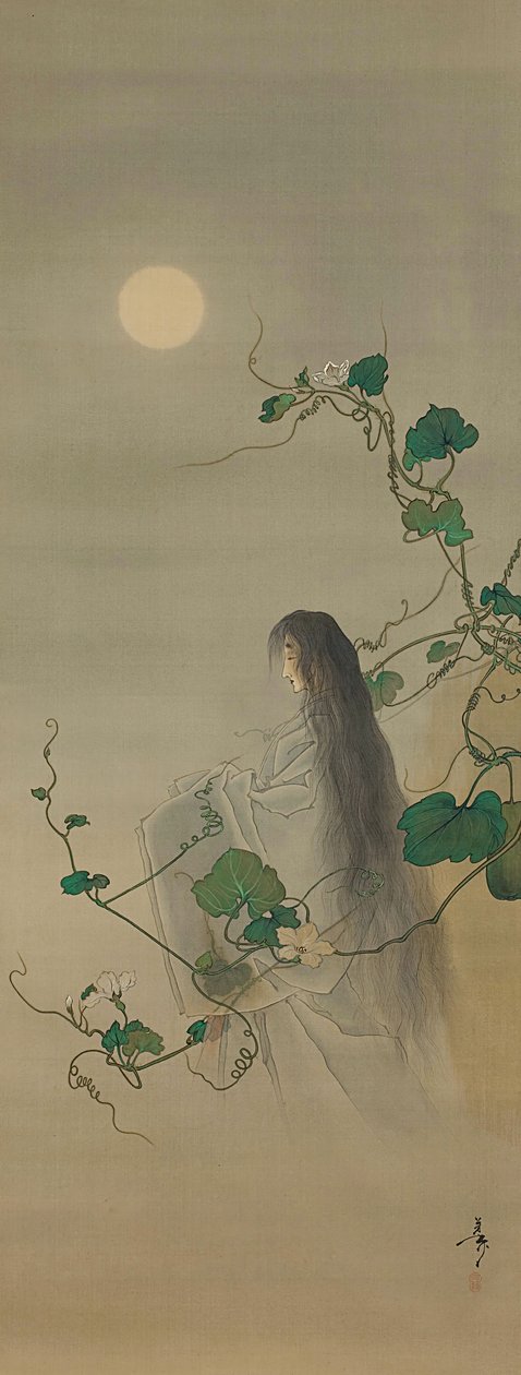 The Spirit of the Deceaded Yugao kietoutunut Moonflower Vines..., n. 1892. tekijältä Tsukioka Yoshitoshi