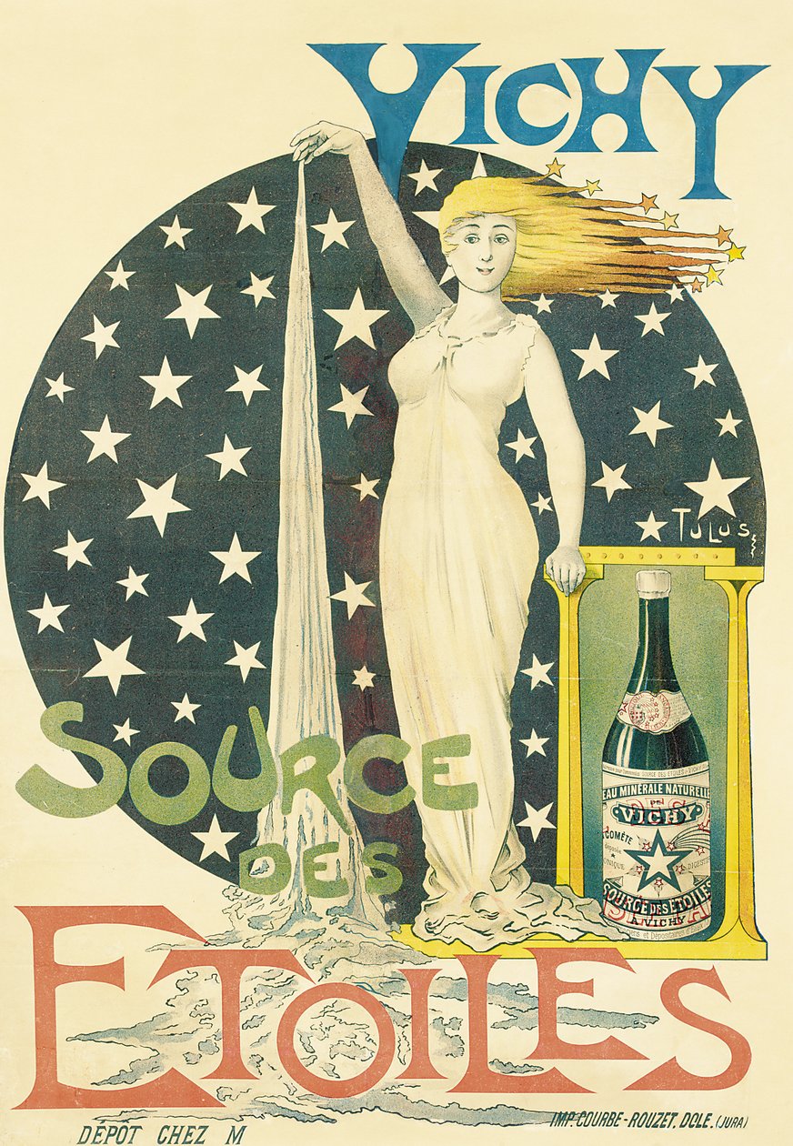 Vichy, Tähtien lähde, n. 1900 (väri litho) tekijältä Tulus Tulus