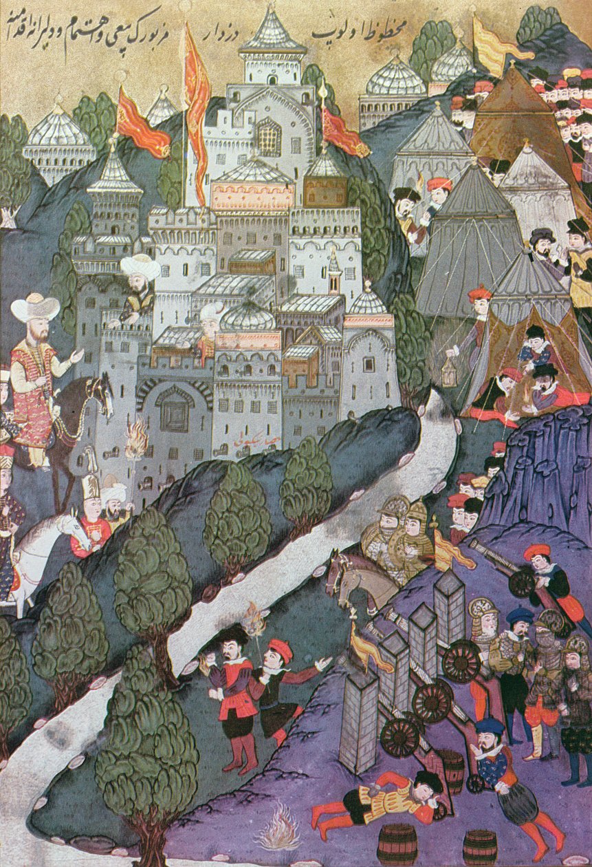 Nikopoliksen taistelu, 25.-28. syyskuuta 1396, faksimile pienoiskuvasta, joka on säilytetty Topkapin museossa Istanbulissa tekijältä Turkish School