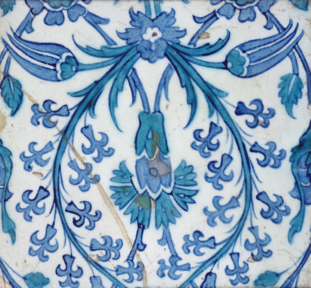 Iznik-laatta kukkakuvioinnilla (keramiikka värillisellä aluslasilla) tekijältä Turkish School