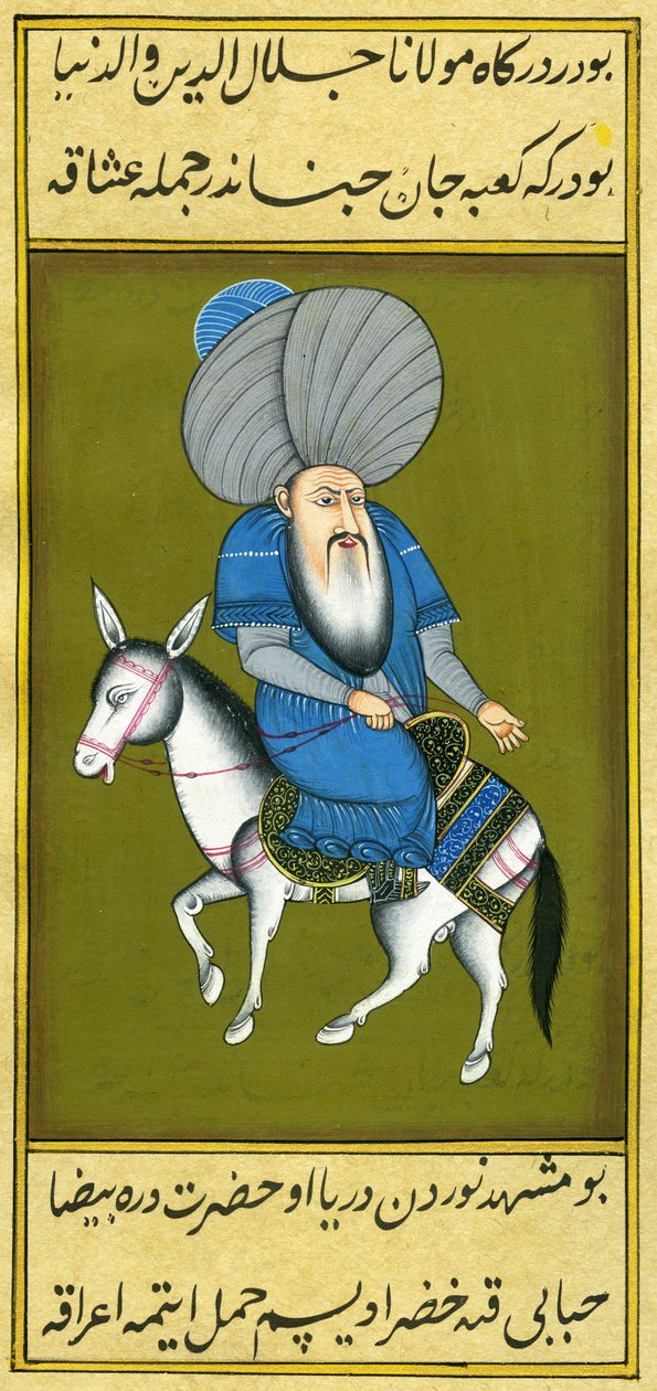 Nasreddin Hodja ratsastaa hevosellaan taaksepäin tekijältä Turkish School