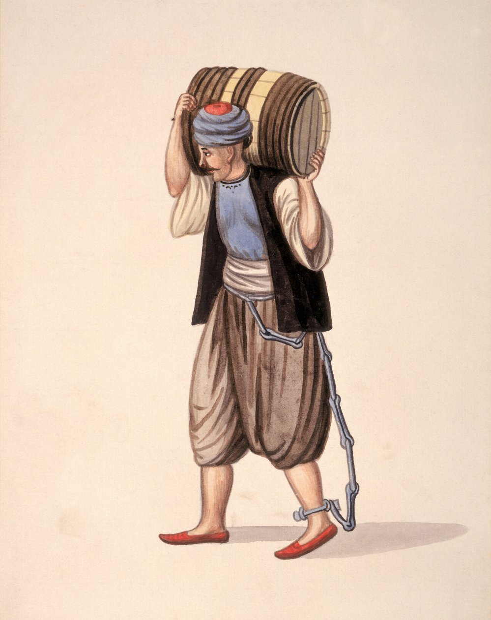 Vanki ketjuissa, ottomaanien aika, 1700-luvun kolmas neljännes (wc paperilla) tekijältä Turkish School