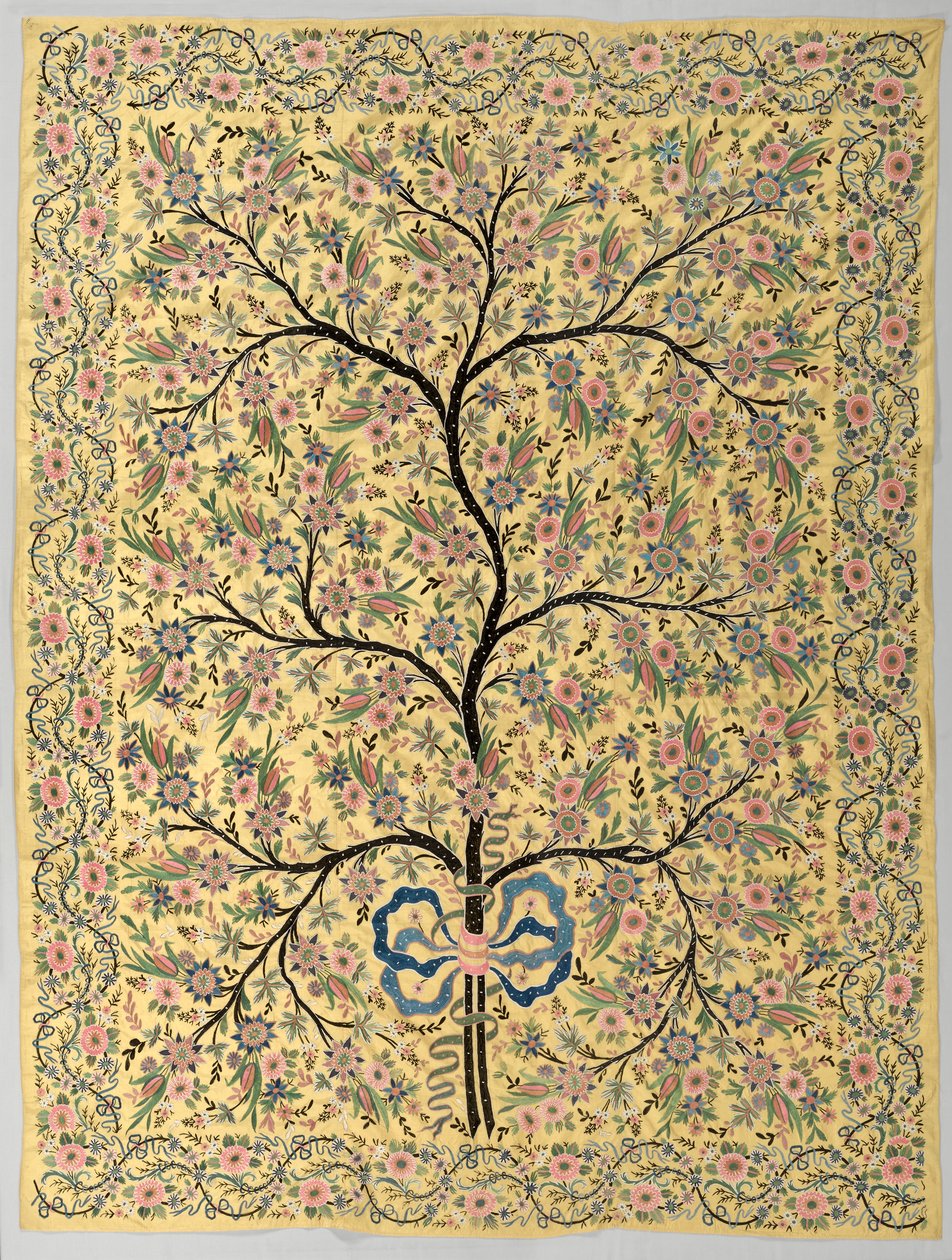 Silkkiriippuva kirjailtu elämänpuu, 1800-luku tekijältä Turkish School