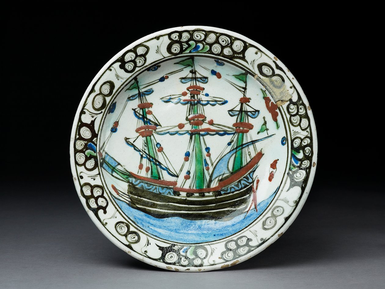 Kivitahna-astia lasitekoristeella, Iznik, n.1620-30 (keraaminen) tekijältä Turkish School