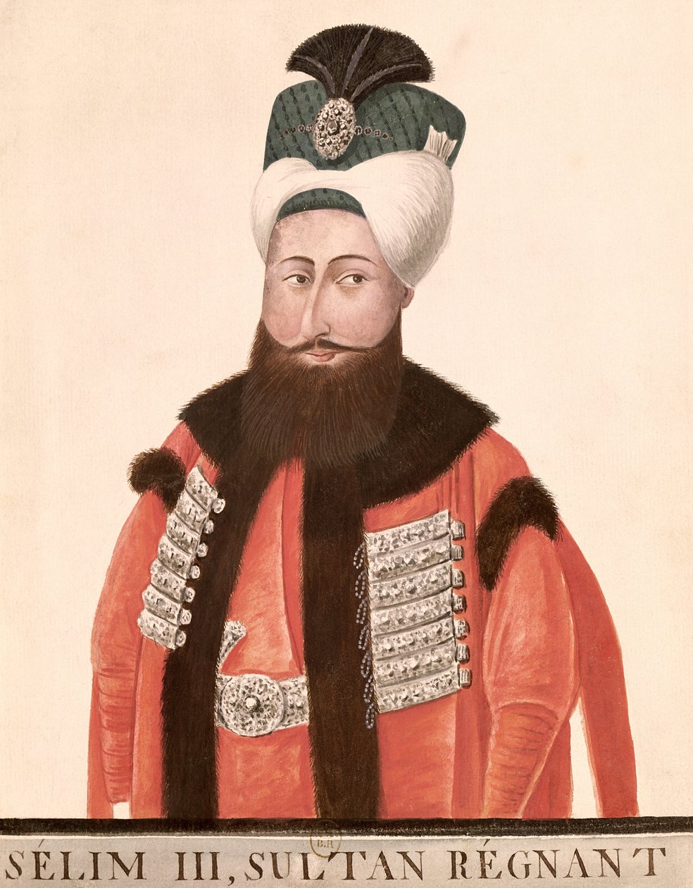 Sulttaani Selim III (1761-1808) 1700-1800-luku (wc paperilla) tekijältä Turkish School
