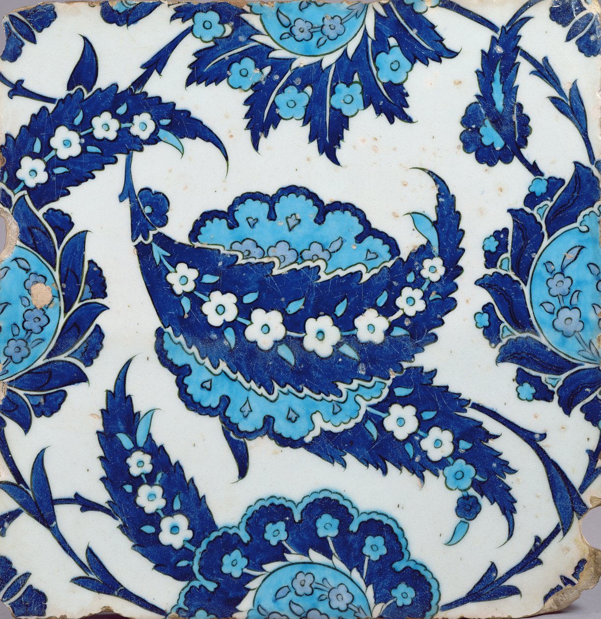Laatta, Iznik, Turkki, 1540-50 (kivitahna, polykromi lasituksen alla) tekijältä Turkish School