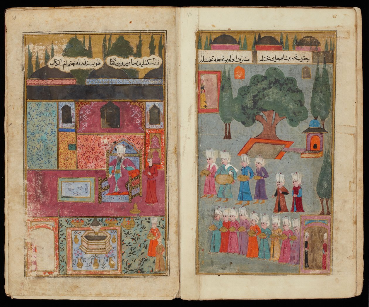 Mehmed III istui käsikirjoituksesta Mehmed III:n kampanjasta Unkarissa tekijältä Turkish master