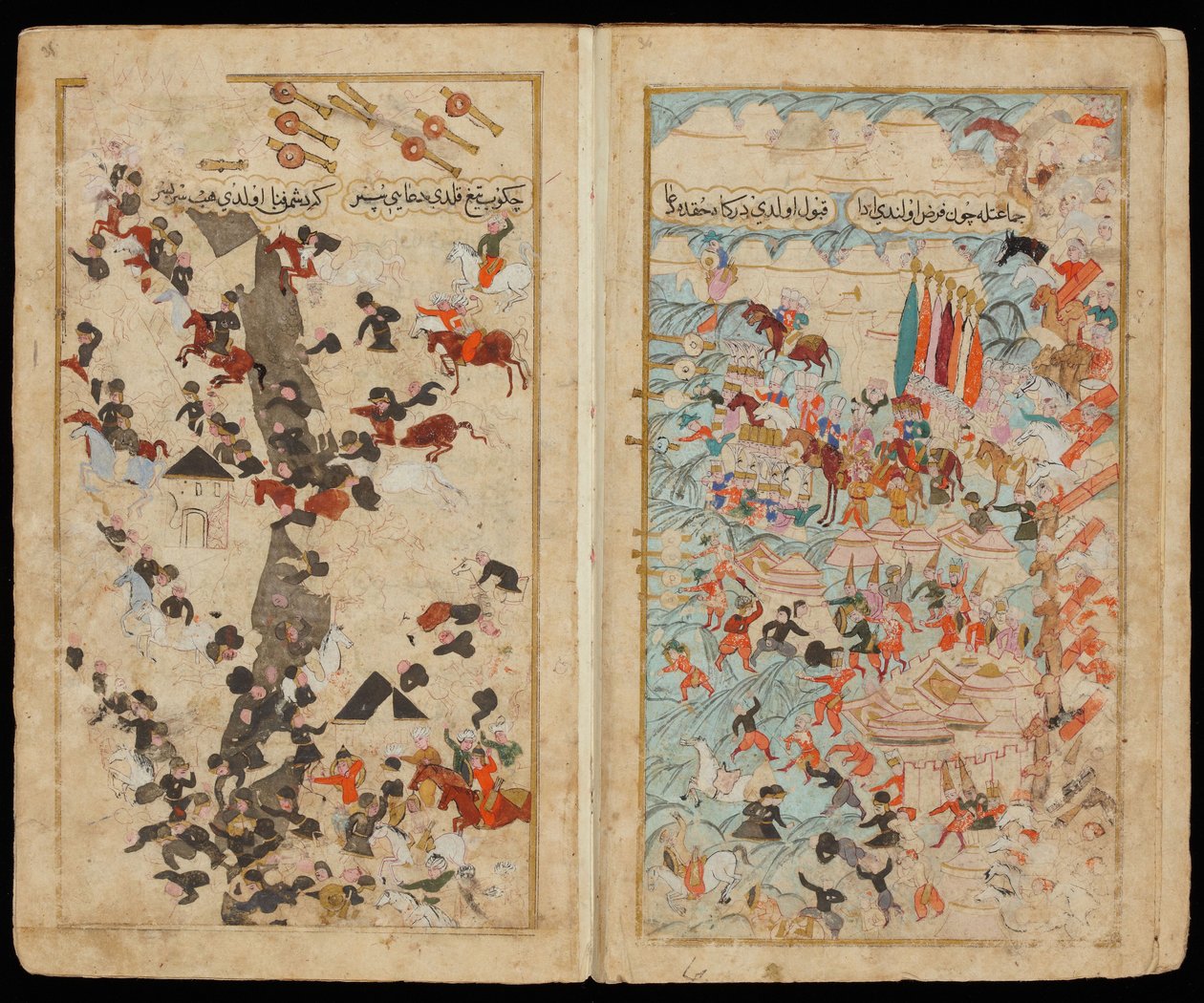 Keresztesin taistelu vuonna 1596 käsikirjoituksesta Mehmed III:n kampanjasta Unkarissa tekijältä Turkish master