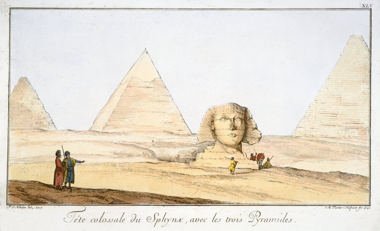 "Suuri sfinksi ja kolme pyramidia", 1700-luku tekijältä Tuscher Hafniae